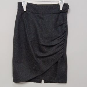 Robert Rodriguez Black Wool Silk Draped Pencil Skirt